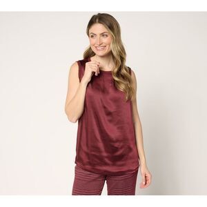 Maya J Women's Top Sz L Draped Satin Tank Red A682307